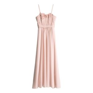 H&M Long Pleated Dress in Powder Pink